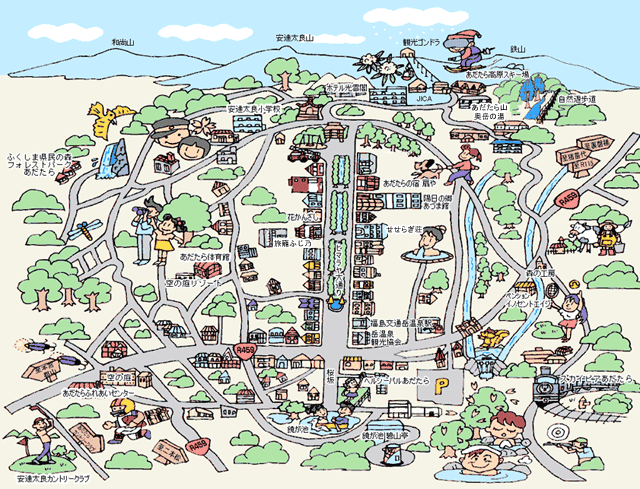 岳温泉イラストマップ